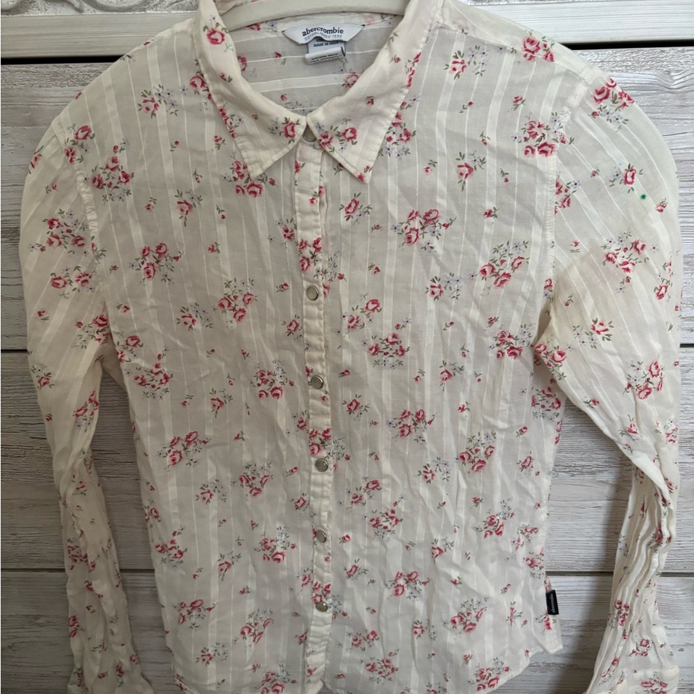 Abercrombie & Fitch Cream Floral Shirt